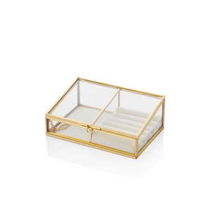 Szklany pojemnik z detalem w złotym kolorze The Mia Glamour, 17x12 cm