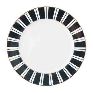 Talerz ceramiczny z czarnobiałym brzegiem Miss Étoile Stripes, ø 25,5 cm