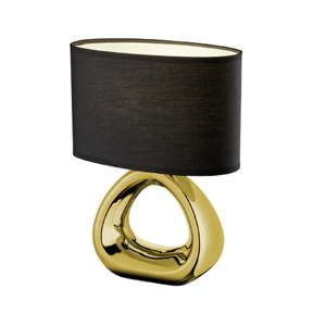 Lampa stołowa w czarno-złotym kolorze z ceramiki i tkaniny Trio Gizeh, 34,5 cm