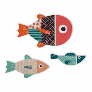 Zestaw 3 dekoracji ściennych w kształcie ryb Little Nice Things