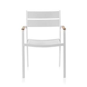Białe krzesło ogrodowe z drewnem tekowym Geese Giulia, szer. 56 cm