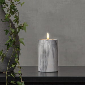 Szaro-biała betonowa świeca LED Star Trading Flamme Marble, wys. 15 cm