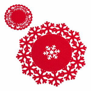 Zestaw 2 czerwonych świątecznych mat stołowych Unimasa, ø 33 cm