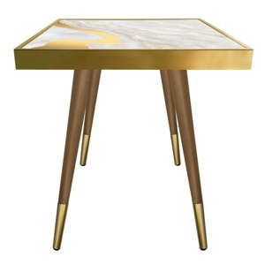 Stolik Caresso Gold Marble Square, 45x45 cm