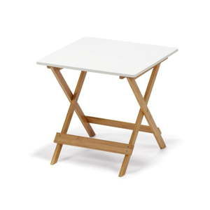 Biały składany stolik z bambusowymi nogami loomi.design Lora
