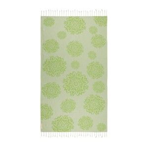 Zielony ręcznik hammam Begonville Fauna, 180x95 cm