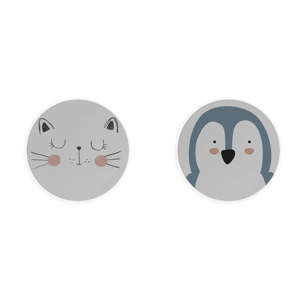 Zestaw 2 mat stołowych Little Nice Things Cat & Penguin, ⌀ 32 cm