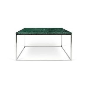 Zielony stolik marmurowy z chromowanymi nogami TemaHome Gleam, 75 cm
