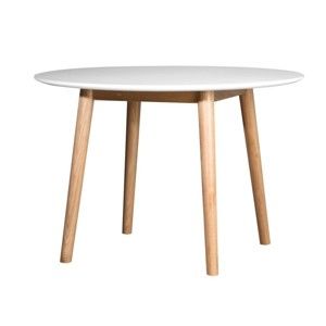Biały stół z konstrukcją z drewna dębowego We47 Eelis, ⌀ 110 cm