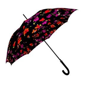 Czarny parasol z kolorowymi detalami Flower, ⌀ 116 cm