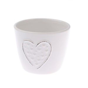 Biała doniczka ceramiczna Dakls Hearts Dots, wys. 10 cm