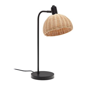 Czarna/naturalna lampa stołowa z rattanowym kloszem (wysokość 56 cm) Damila – Kave Home