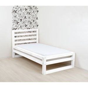 Białe drewniane łóżko 1-osobowe Benlemi DeLuxe, 190x90 cm