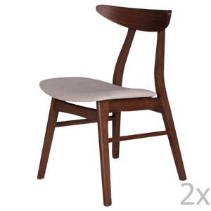 Zestaw 2 krzeseł do jadalni z drewna kauczukowca z beżowym siedziskiem sømcasa Salma