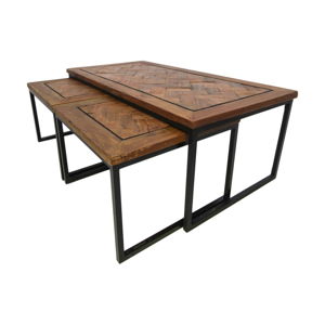 Komplet 3 drewnianych stolików z recyklingu HSM collection Bradley