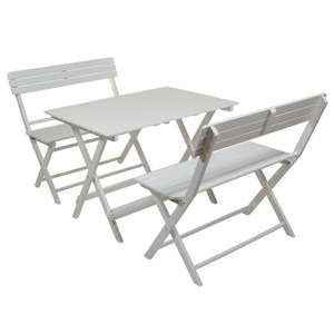 Zestaw 2 białych krzeseł i stołu z drewna topoli Santiago Pons