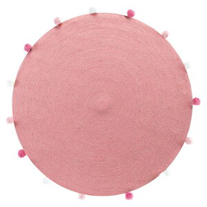 Różowy okrągły dywan ø 90 cm Pompomparty – douceur d'intérieur