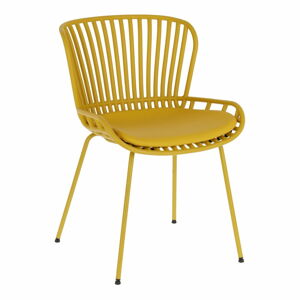 Musztardowe krzesło ogrodowe ze stalową konstrukcją Kave Home Surpik