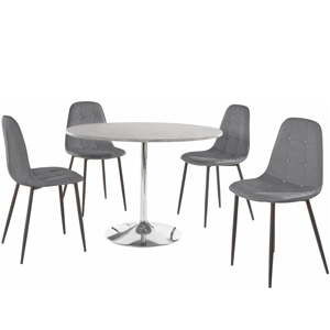 Zestaw okrągłego stołu i 4 szarych krzeseł Støraa Terri Concrete