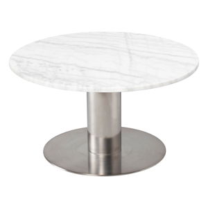 Biały marmurowy stolik z konstrukcją w kolorze srebra RGE Pepo, ⌀ 85 cm