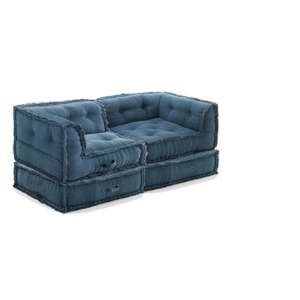 Niebieska rozkładana sofa 2-osobowa Oreste Luchettas Yantra Waffle