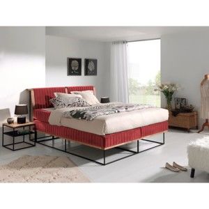 Czerwone 2-osobowe łóżko kontynentalne Sinkro Berlin Calling, 180x200 cm