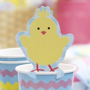 Zestaw 10 papierowych dekoracji na szklanki Neviti Easter Chick