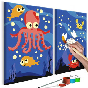 Zestaw płótna (2 szt.), farb i pędzli DIY Artgeist Ocean Animals, 33x23 cm