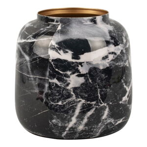 Czarno-biały żelazny wazon PT LIVING Marble, wys. 12,5 cm
