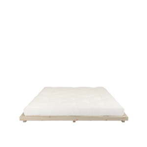Łóżko dwuosobowe z drewna sosnowego z materacem Karup Design Dock Double Latex Natural/Natural, 180x200 cm