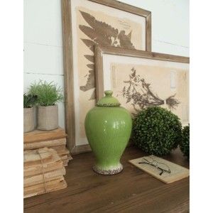 Zielona pojemnik ceramiczny Orchidea Milano Potiche, wys. 29 cm