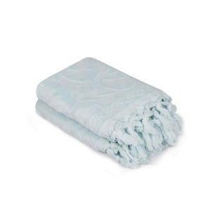 Zestaw dwóch jasnoniebieskich ręczników Bohème, 90x50 cm