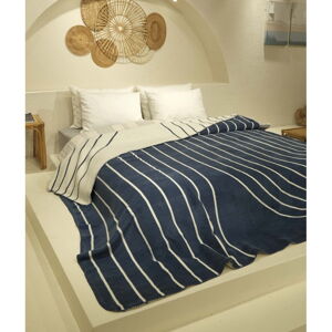 Biała/ciemnoniebieska narzuta na łóżko jednoosobowe 150x200 cm Twin – Oyo Concept