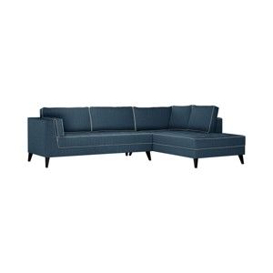 Jasnoniebieska prawostronna sofa z kremowymi detalami Stella Cadente Maison Atalaia