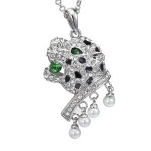 Naszyjnik z zielonymi kryształami Swarovski Elements Crystals Panther
