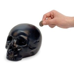 Czarna ceramiczna skarbonka Kikkerland Coin Skull