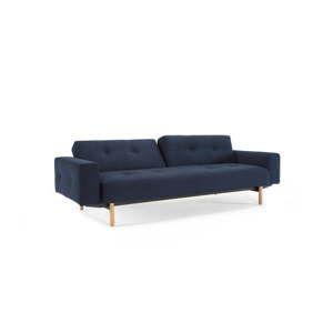 Ciemnoniebieska rozkładana sofa z podłokietnikami Innovation Ample Mixed Dance Blue, 90x249 cm