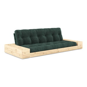 Ciemnozielona sztruksowa rozkładana sofa 244 cm Base – Karup Design
