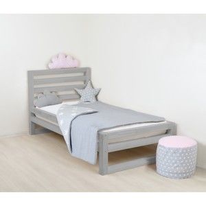 Dziecięce szare drewniane łóżko 1-osobowe Benlemi DeLuxe, 160x80 cm