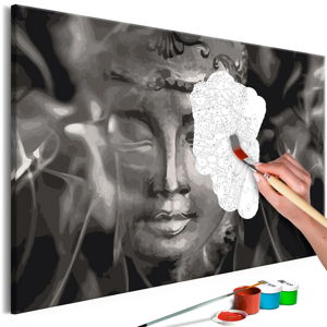 Zestaw płótna, farb i pędzli DIY Artgeist Buddha in Black and White, 60x40 cm