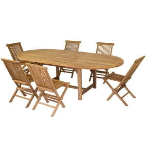 Zestaw 6 krzeseł i stołu z drewna tekowego Santiago Pons