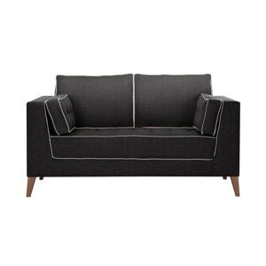 Antracytowa sofa 2-osobowa z detalami w kremowej barwie Stella Cadente Maison Atalaia Anthracite
