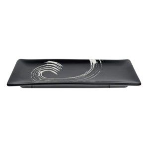 Czarny talerz prostokątny Tokyo Design Studio Maru, 26,5x10,5 cm