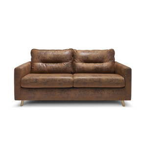 Karmelowa rozkładana sofa ze sztucznej skóry Bobochic Paris Sinki Vintage