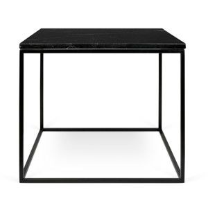 Czarny stolik marmurowy z czarnymi nogami TemaHome Gleam, 50 cm