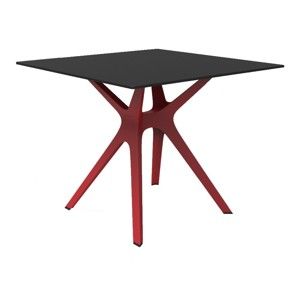 Stół z czerwonymi nogami i czarnym blatem odpowiedni na zewnątrz Resol Vela, 90x90 cm