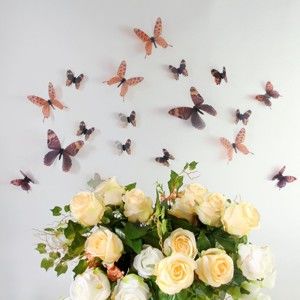 Zestaw 18 naklejek elektrostatycznych 3D Ambiance Butterflies Chic Brown