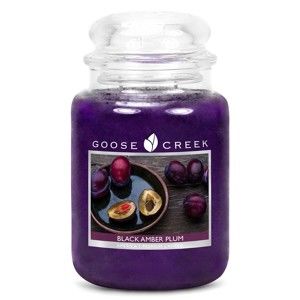 Świeczka zapachowa w szklanym pojemniku Goose Creek Czarny bursztyn i śliwki, 150 godz. palenia
