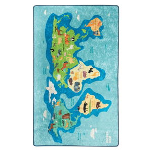 Niebieski antypoślizgowy dywan dziecięcy Chilai Map, 200x290 cm