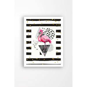 Obraz na płótnie w białej ramie Tablo Center Flamingo Black, 29x24 cm